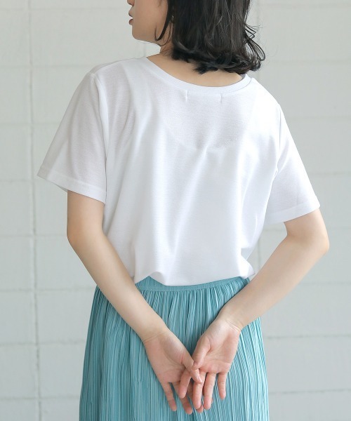 Bou Jeloud(ブージュルード)の「汗染み防止加工◆鹿の子プリントTシャツ(Tシャツ/カットソー・レディース・ライトグレー/ネイビー/オフホワイト・FREE)」の9枚目の写真