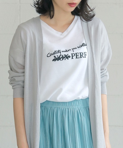 Bou Jeloud(ブージュルード)の「汗染み防止加工◆鹿の子プリントTシャツ(Tシャツ/カットソー・レディース・ライトグレー/ネイビー/オフホワイト・FREE)」の12枚目の写真