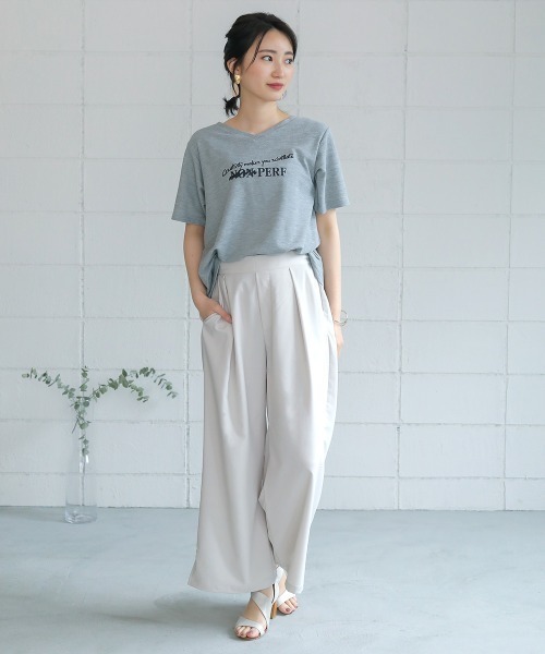 Bou Jeloud(ブージュルード)の「汗染み防止加工◆鹿の子プリントTシャツ(Tシャツ/カットソー・レディース・ライトグレー/ネイビー/オフホワイト・FREE)」の15枚目の写真