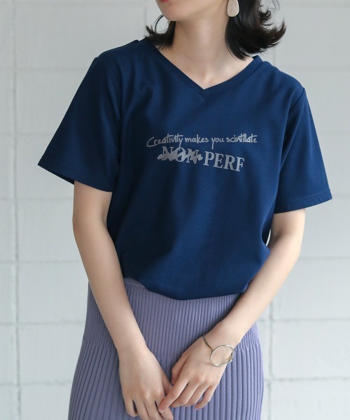 Bou Jeloud(ブージュルード)の「汗染み防止加工◆鹿の子プリントTシャツ(Tシャツ/カットソー・レディース・ライトグレー/ネイビー/オフホワイト・FREE)」の20枚目の写真