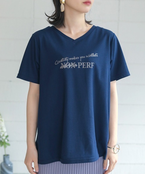 Bou Jeloud(ブージュルード)の「汗染み防止加工◆鹿の子プリントTシャツ(Tシャツ/カットソー・レディース・ライトグレー/ネイビー/オフホワイト・FREE)」の22枚目の写真