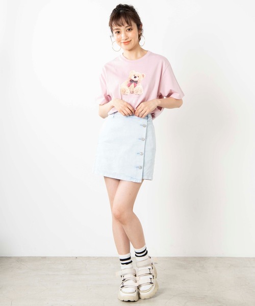 WEGO（ウィゴー）の「WEGO/ベアロゴプリントTシャツ（Tシャツ/カットソー・レディース・ブラック/ピンク・SMALL/MEDIUM/LARGE）」の3枚目の写真