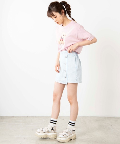 WEGO（ウィゴー）の「WEGO/ベアロゴプリントTシャツ（Tシャツ/カットソー・レディース・ブラック/ピンク・SMALL/MEDIUM/LARGE）」の4枚目の写真