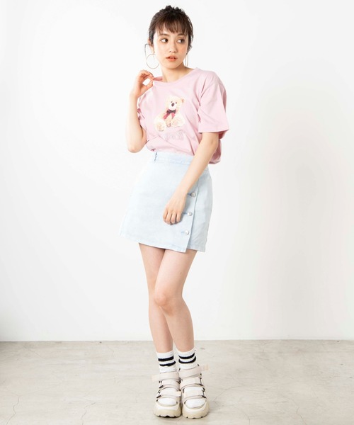 WEGO（ウィゴー）の「WEGO/ベアロゴプリントTシャツ（Tシャツ/カットソー・レディース・ブラック/ピンク・SMALL/MEDIUM/LARGE）」の5枚目の写真