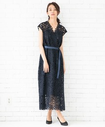 【FLICKA】総レース・フレンチスリーブ ドレスワンピース