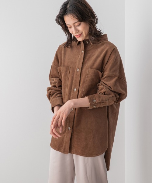 LOWRYS FARM（ローリーズファーム）の「ドビーコールＣＰＯシャツ＊　891133（シャツ/ブラウス・レディース・チャコールグレー/パープル/ブラウン/アイボリー/グリーン/パープル系その他/ホワイト・FREE）」の4枚目の写真