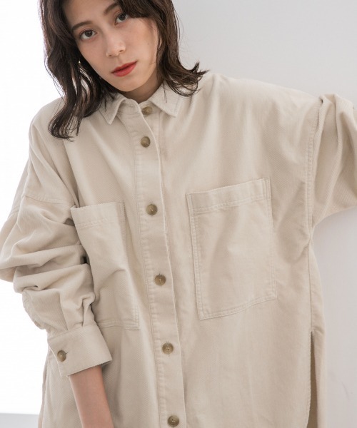 LOWRYS FARM（ローリーズファーム）の「ドビーコールＣＰＯシャツ＊　891133（シャツ/ブラウス・レディース・チャコールグレー/パープル/ブラウン/アイボリー/グリーン/パープル系その他/ホワイト・FREE）」の11枚目の写真