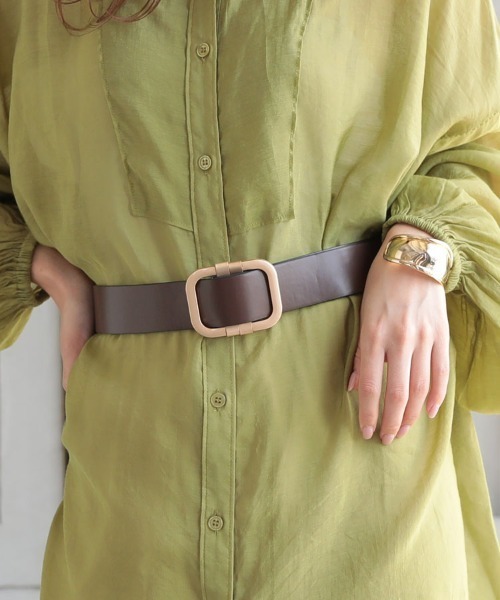 DONOBAN（ドノバン）の「スクエアバックルベルト [E]（ベルト・レディース・ブラック/ホワイト/ブラウン/ダークブラウン・ONESIZE）」の2枚目の写真