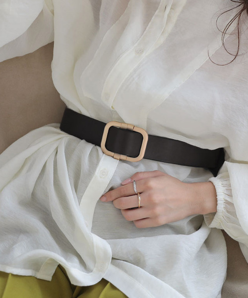 DONOBAN（ドノバン）の「スクエアバックルベルト [E]（ベルト・レディース・ブラック/ホワイト/ブラウン/ダークブラウン・ONESIZE）」の3枚目の写真