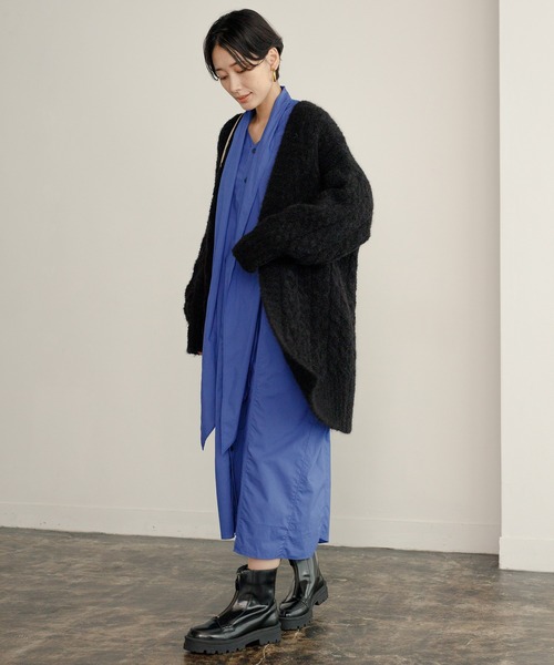 ADAM ET ROPE'（アダムエロペ）の「エコアルパカカーディガン（カーディガン/ボレロ・レディース・ブラック/ベージュ・FREE）」の13枚目の写真