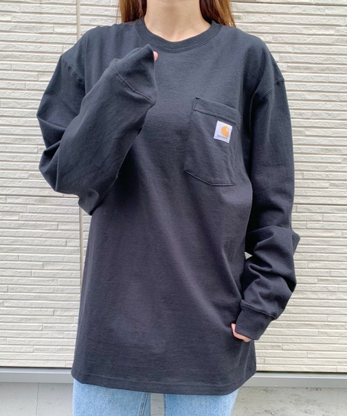 激レア　Carhartt　マスターマインド ブラック 長袖カットソー L セール】カーハート 長袖Tシャツ ロンT WORKWEAR POCKET