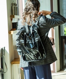 LeSportsac（レスポートサック）の「【ひとりっぷ×LeSportsac】URBAN EDITORS BACKPACK　ブラックパテント エイチティー（バックパック/リュック・キッズ）」