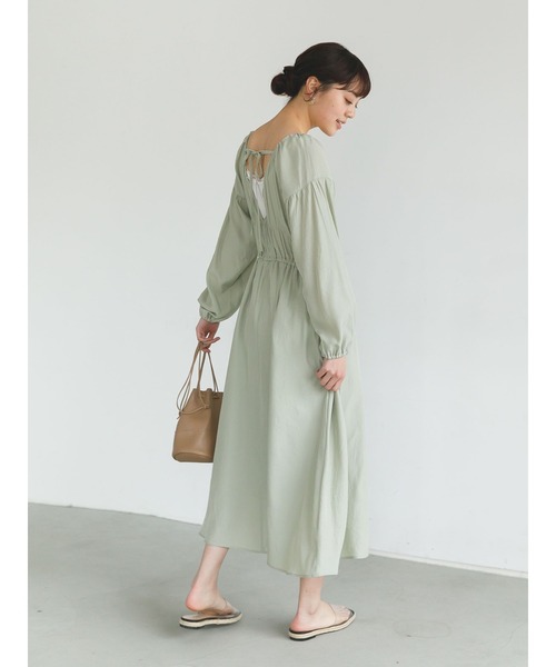 SLURR（スラ―）の「シャーリングバックリボンフレアワンピース（ワンピース・レディース・ベージュ/ミント/その他8・FREE）」の10枚目の写真