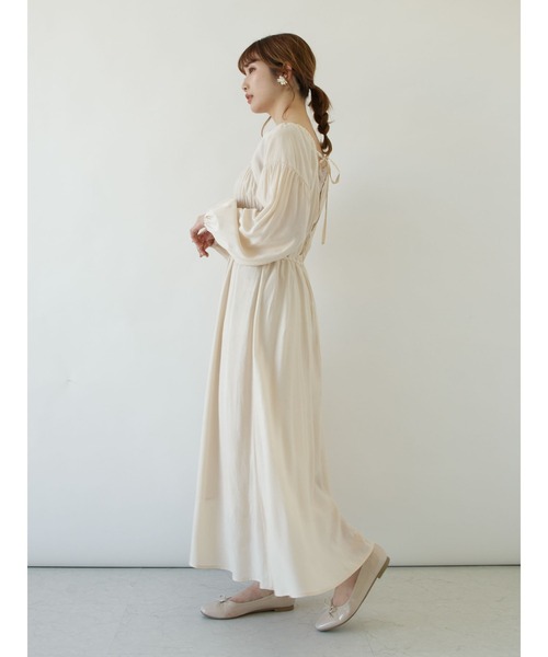 SLURR（スラ―）の「シャーリングバックリボンフレアワンピース（ワンピース・レディース・ベージュ/ミント/その他8・FREE）」の13枚目の写真