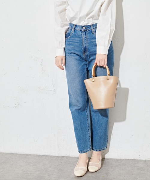 natural couture(ナチュラルクチュール)の「ウッドハンドル2WAYバケツトートバッグ(トートバッグ・レディース・グリーン/ライトベージュ/キャメル・FREE)」の12枚目の写真