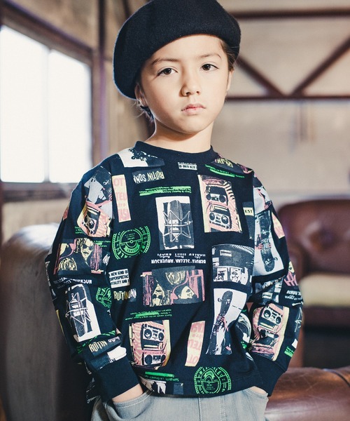 RADCHAP(ラッドチャップ)の「レトログラフィック長袖Tシャツ(Tシャツ/カットソー・キッズ・ブラック/オフホワイト・150cm/110cm/90cm/140cm/100cm/120cm/130cm)」の2枚目の写真