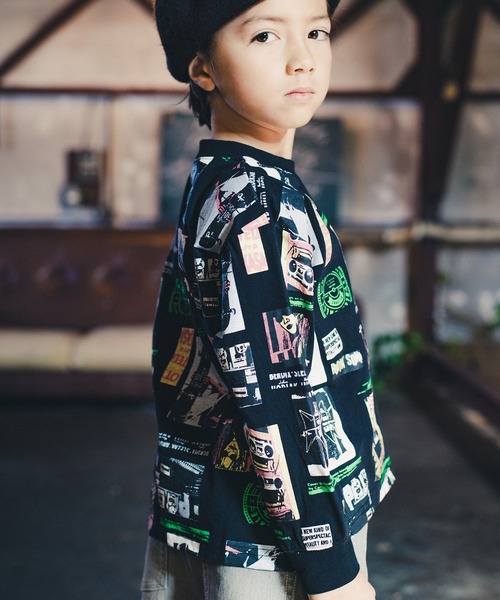 RADCHAP(ラッドチャップ)の「レトログラフィック長袖Tシャツ(Tシャツ/カットソー・キッズ・ブラック/オフホワイト・150cm/110cm/90cm/140cm/100cm/120cm/130cm)」の6枚目の写真