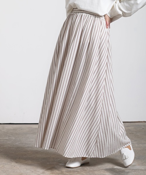 rps（アールピーエス）の「リネンギャザースカート（スカート・レディース・モカ/パープル/グリーン/アイボリー/ブラック/ベージュ/イエロー/ライトグリーン/ライトカーキ/ホワイト系その他4・M/L）」の3枚目の写真