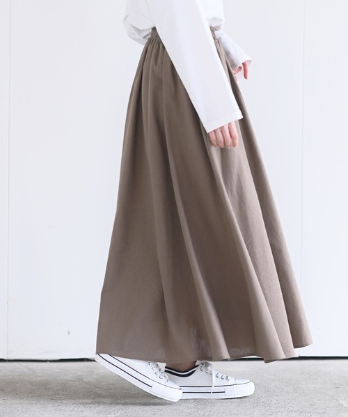 rps（アールピーエス）の「リネンギャザースカート（スカート・レディース・モカ/パープル/グリーン/アイボリー/ブラック/ベージュ/イエロー/ライトグリーン/ライトカーキ/ホワイト系その他4・M/L）」の5枚目の写真