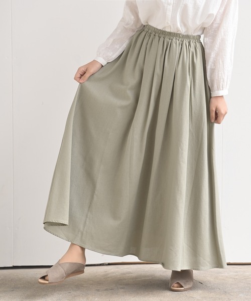 rps（アールピーエス）の「リネンギャザースカート（スカート・レディース・モカ/パープル/グリーン/アイボリー/ブラック/ベージュ/イエロー/ライトグリーン/ライトカーキ/ホワイト系その他4・M/L）」の18枚目の写真