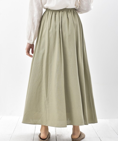 rps（アールピーエス）の「リネンギャザースカート（スカート・レディース・モカ/パープル/グリーン/アイボリー/ブラック/ベージュ/イエロー/ライトグリーン/ライトカーキ/ホワイト系その他4・M/L）」の20枚目の写真