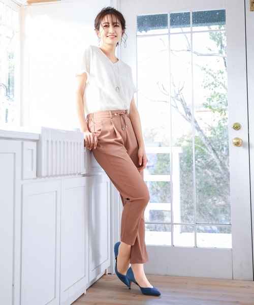 Tiaclasse(ティアクラッセ)の「【洗える】幅広く活躍が期待できるドロストパンツ(その他パンツ・レディース・ブラック/ネイビー/グレー/ブルー/スモークピンク・S/M/L)」の6枚目の写真