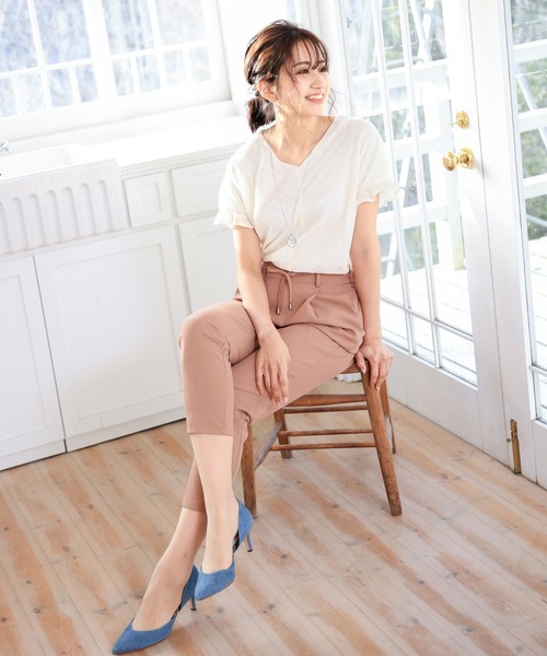 Tiaclasse(ティアクラッセ)の「【洗える】幅広く活躍が期待できるドロストパンツ(その他パンツ・レディース・ブラック/ネイビー/グレー/ブルー/スモークピンク・S/M/L)」の8枚目の写真