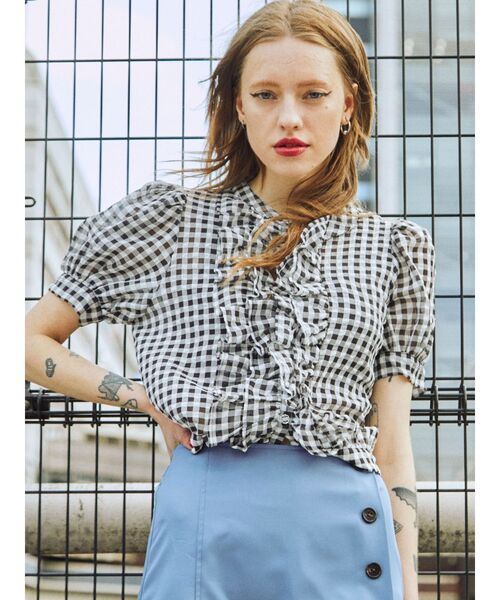 jouetie（ジュエティ）の「フリルシアーブラウス（シャツ/ブラウス・レディース・ピンク/ブルー/その他1/ブラック・MEDIUM）」の4枚目の写真