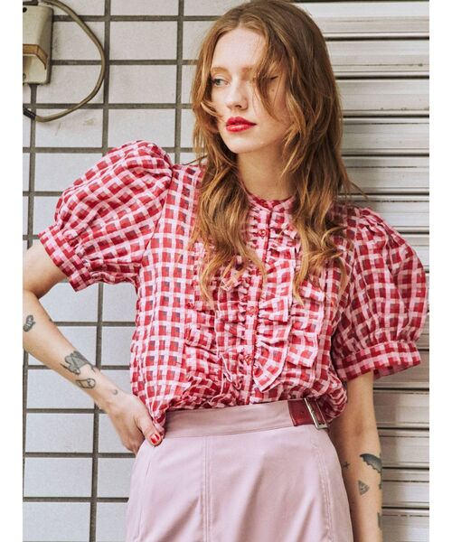 jouetie（ジュエティ）の「フリルシアーブラウス（シャツ/ブラウス・レディース・ピンク/ブルー/その他1/ブラック・MEDIUM）」の8枚目の写真