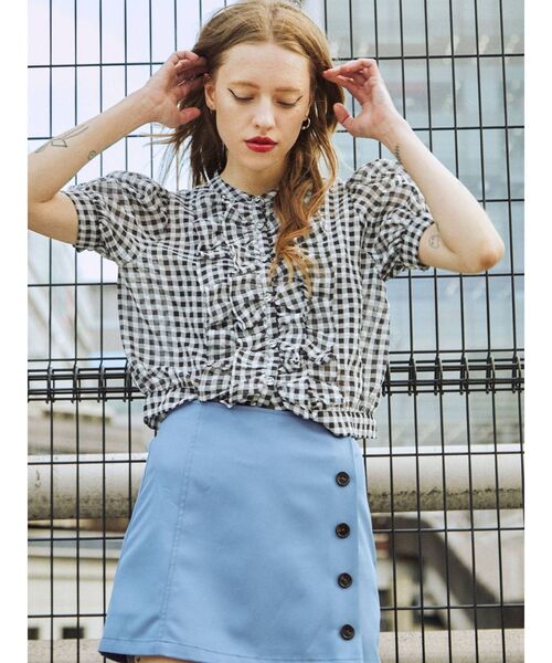 jouetie（ジュエティ）の「フリルシアーブラウス（シャツ/ブラウス・レディース・ピンク/ブルー/その他1/ブラック・MEDIUM）」の12枚目の写真