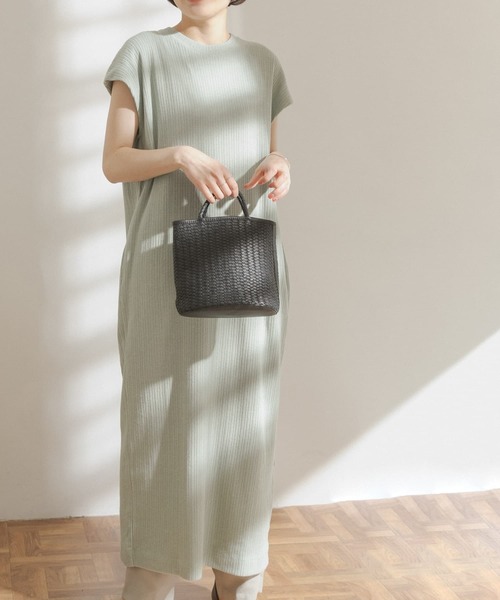 FORK&SPOON（フォークアンドスプーン）の「FORK&SPOON　コットンヘンプカットソーワンピース（ワンピース・レディース・グリーン/オフホワイト/チャコールグレー・ONE）」の3枚目の写真