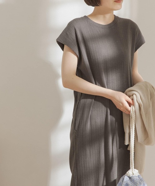 FORK&SPOON（フォークアンドスプーン）の「FORK&SPOON　コットンヘンプカットソーワンピース（ワンピース・レディース・グリーン/オフホワイト/チャコールグレー・ONE）」の10枚目の写真