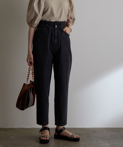 vis-`a-vis（ビサビ）の「ウェストギャザーデニム&ツイルテーパードパンツ（デニムパンツ・レディース・スミクロ/ホワイト系その他5/ブルー系その他4・SS/S/M/L）」の11枚目の写真