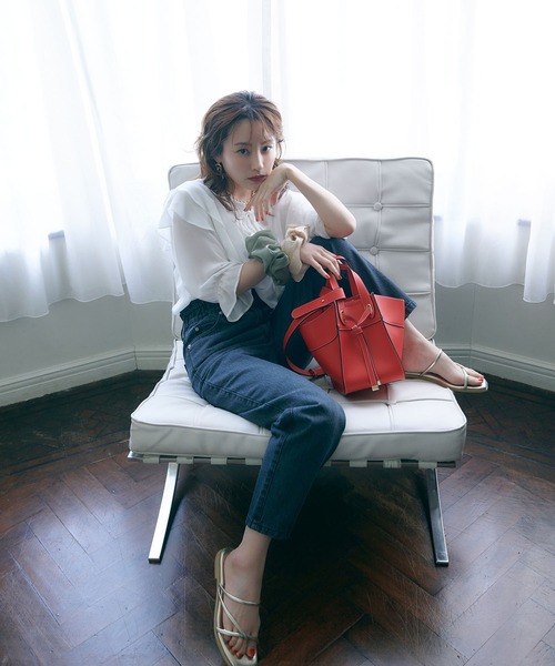 vis-`a-vis（ビサビ）の「ウェストギャザーデニム&ツイルテーパードパンツ（デニムパンツ・レディース・スミクロ/ホワイト系その他5/ブルー系その他4・SS/S/M/L）」の17枚目の写真