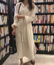 【MAISON BREEZE】ロングプルオーバーベルト付きシャツワンピース