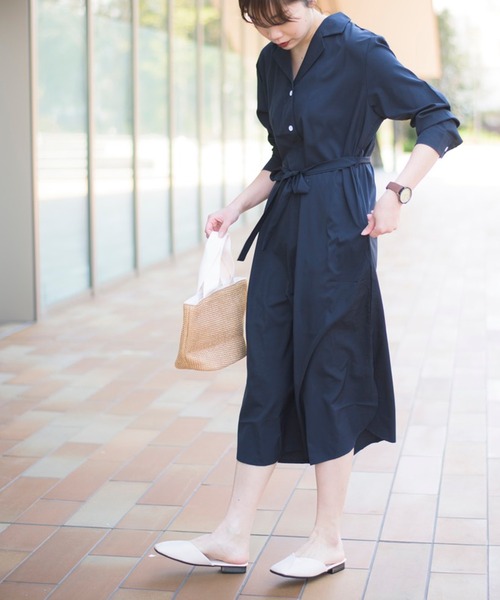 MAISON BREEZE（メゾンブリーズ）の「【MAISON BREEZE】ロングプルオーバーベルト付きシャツワンピース（シャツワンピース・レディース・ホワイト/ブラック/ベージュ・FREE）」の14枚目の写真