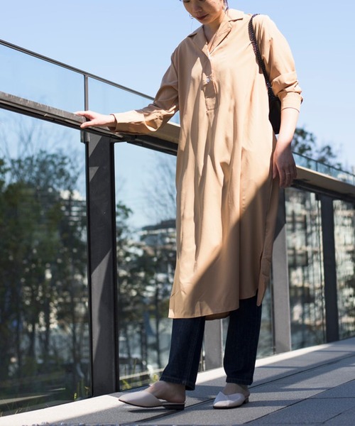 MAISON BREEZE（メゾンブリーズ）の「【MAISON BREEZE】ロングプルオーバーベルト付きシャツワンピース（シャツワンピース・レディース・ホワイト/ブラック/ベージュ・FREE）」の15枚目の写真