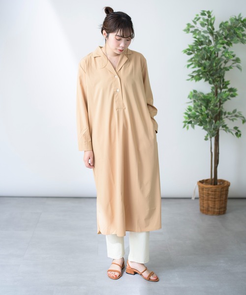 MAISON BREEZE（メゾンブリーズ）の「【MAISON BREEZE】ロングプルオーバーベルト付きシャツワンピース（シャツワンピース・レディース・ホワイト/ブラック/ベージュ・FREE）」の12枚目の写真