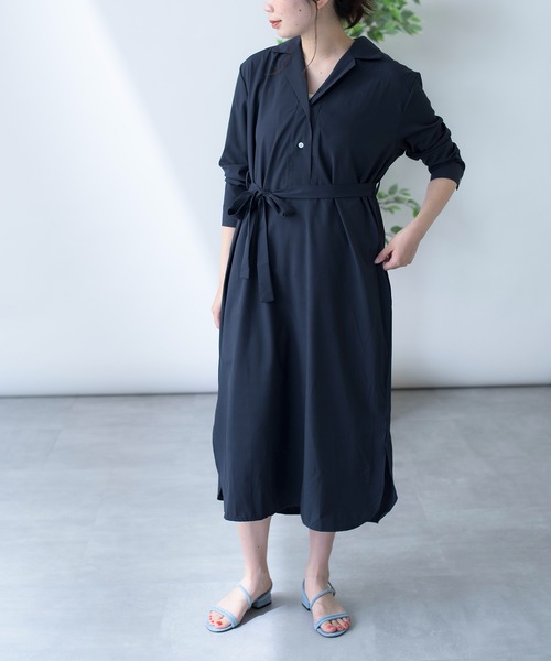 MAISON BREEZE（メゾンブリーズ）の「【MAISON BREEZE】ロングプルオーバーベルト付きシャツワンピース（シャツワンピース・レディース・ホワイト/ブラック/ベージュ・FREE）」の16枚目の写真