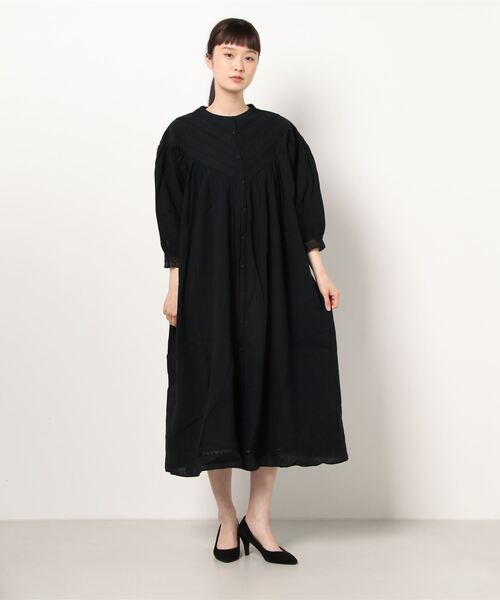 Samansa Mos2（サマンサ モスモス）の「V切替レースワンピース（ワンピース・レディース・オフホワイト/ラベンダー/ブラック・ﾌﾘ-）」の6枚目の写真