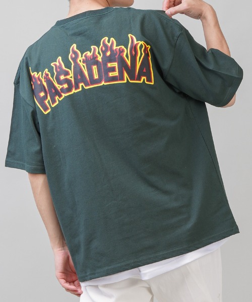 SPINNS（スピンズ）の「【ゆったりシルエット】 FIRE PSDNバックプリント半袖Tシャツ（Tシャツ/カットソー・メンズ・ホワイト/グリーン/ブラック・ONESIZE）」の3枚目の写真