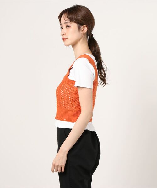 WEGO（ウィゴー）の「WEGO/ダメージニットビスチェ（ベスト・レディース・ブラック/オレンジ/アイボリー/ブルー/ライトグレー・FREE）」の6枚目の写真