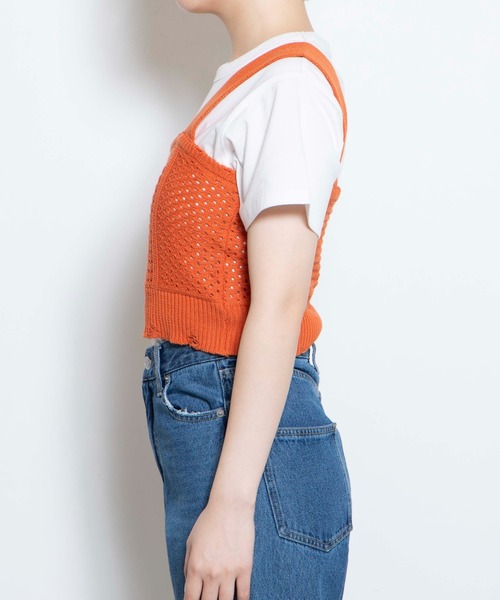 WEGO（ウィゴー）の「WEGO/ダメージニットビスチェ（ベスト・レディース・ブラック/オレンジ/アイボリー/ブルー/ライトグレー・FREE）」の19枚目の写真