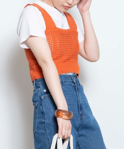 WEGO（ウィゴー）の「WEGO/ダメージニットビスチェ（ベスト・レディース・ブラック/オレンジ/アイボリー/ブルー/ライトグレー・FREE）」の21枚目の写真