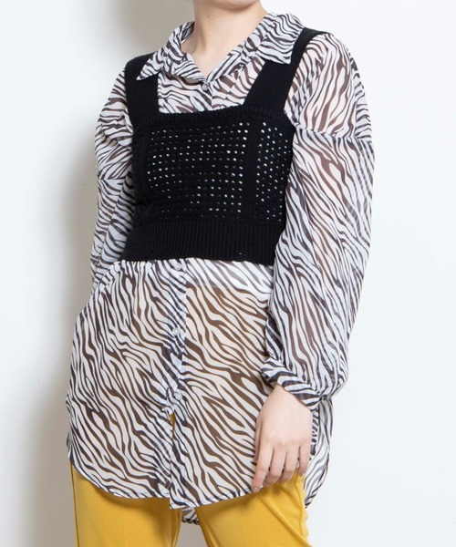 WEGO（ウィゴー）の「WEGO/ダメージニットビスチェ（ベスト・レディース・ブラック/オレンジ/アイボリー/ブルー/ライトグレー・FREE）」の22枚目の写真