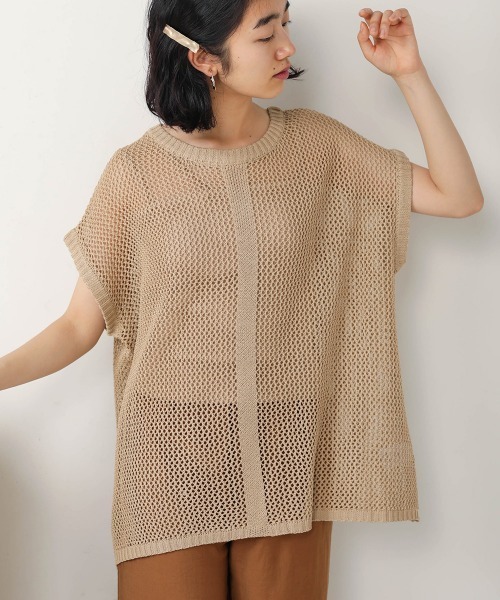 Bab(バブ)の「【WEB限定】メッシュ編みレースアップニット(Tシャツ/カットソー・レディース・ブラック/アイボリー/モカ・FREE)」の10枚目の写真