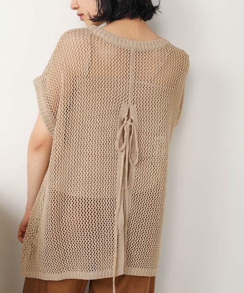 Bab(バブ)の「【WEB限定】メッシュ編みレースアップニット(Tシャツ/カットソー・レディース・ブラック/アイボリー/モカ・FREE)」の15枚目の写真