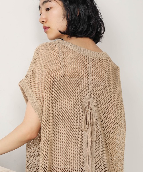 Bab(バブ)の「【WEB限定】メッシュ編みレースアップニット(Tシャツ/カットソー・レディース・ブラック/アイボリー/モカ・FREE)」の20枚目の写真