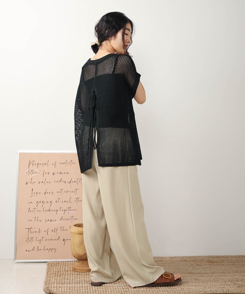 Bab(バブ)の「【WEB限定】メッシュ編みレースアップニット(Tシャツ/カットソー・レディース・ブラック/アイボリー/モカ・FREE)」の21枚目の写真