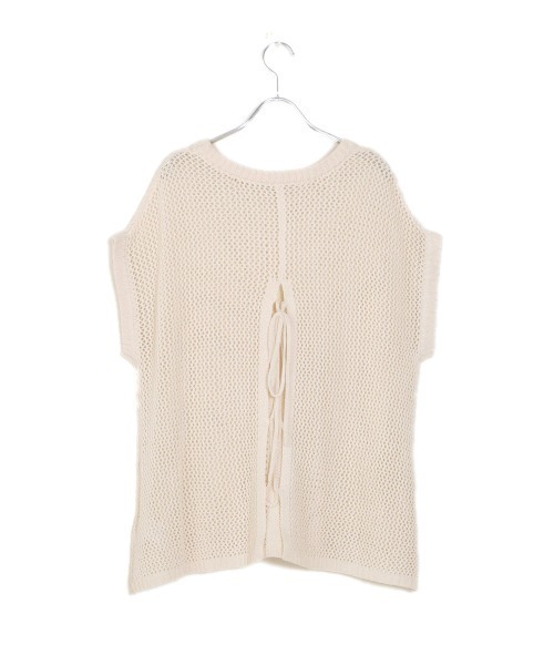 Bab(バブ)の「【WEB限定】メッシュ編みレースアップニット(Tシャツ/カットソー・レディース・ブラック/アイボリー/モカ・FREE)」の8枚目の写真